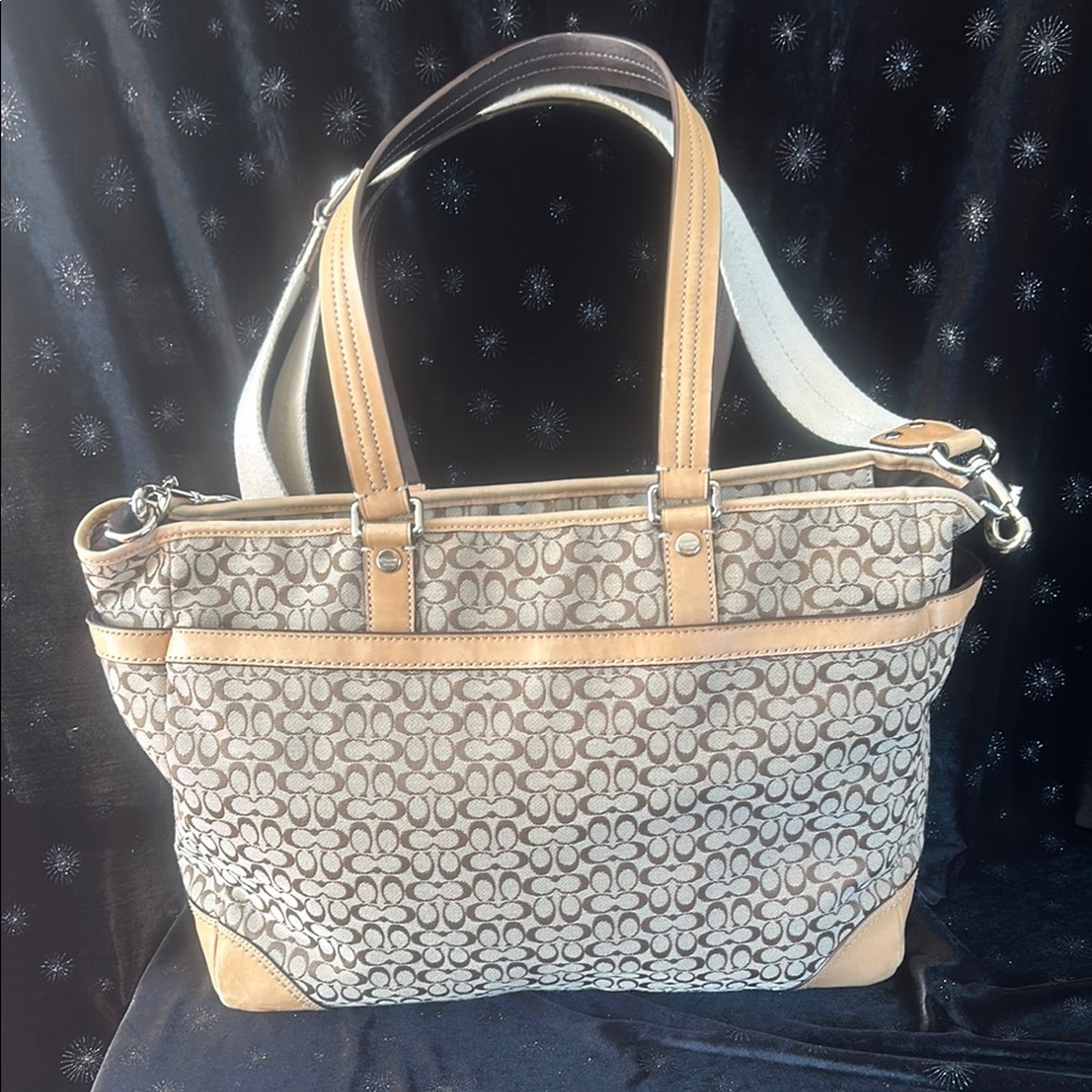 Coach Signature Tote/Diaper Bag - Tan and Brown